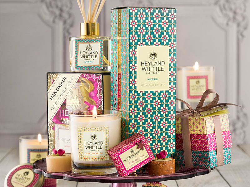 The gorgeous Heyland & Whittle goodies, such as candles, make great gifts 