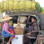 Burmese villages on the way to sell crops, Myanmar