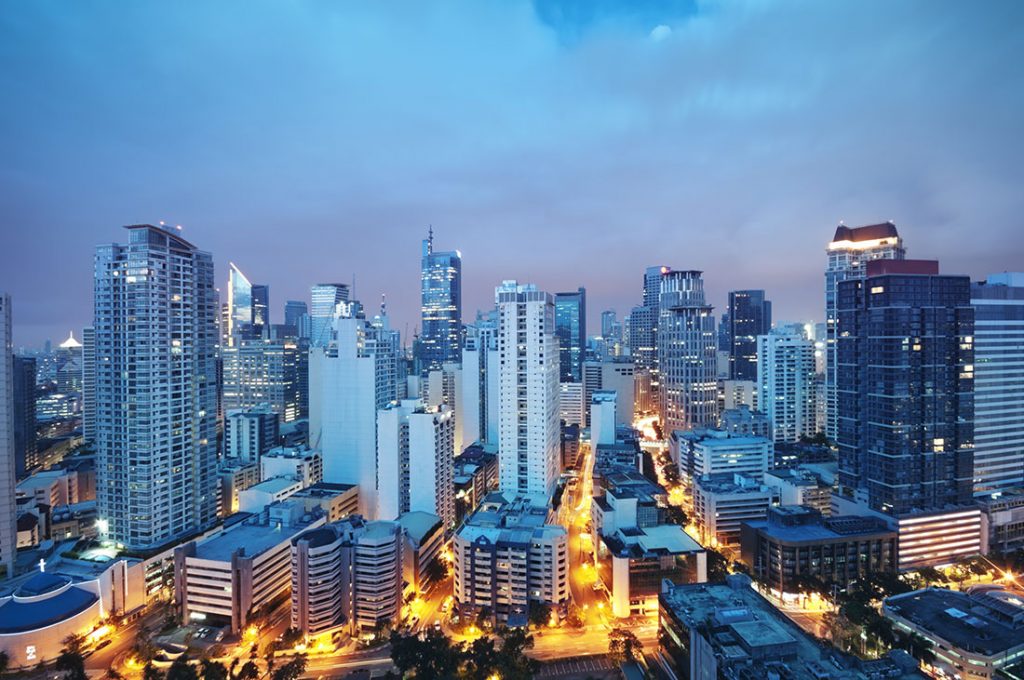 Night view over Makati, Manila's business district, Manila city guide, doing business in the capital of the Philippines