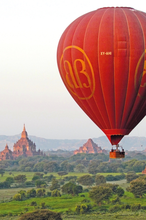 Hot air balloon, Myanmar, Bagan, Ballooning over Bagan