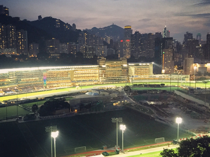 Happy Valley: Overlooking the racetrack at night.