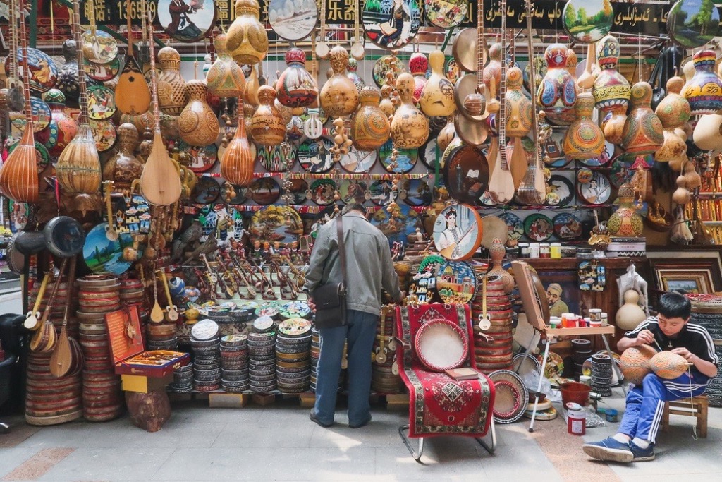 The bustling International Grand Bazaar on the Silk Road