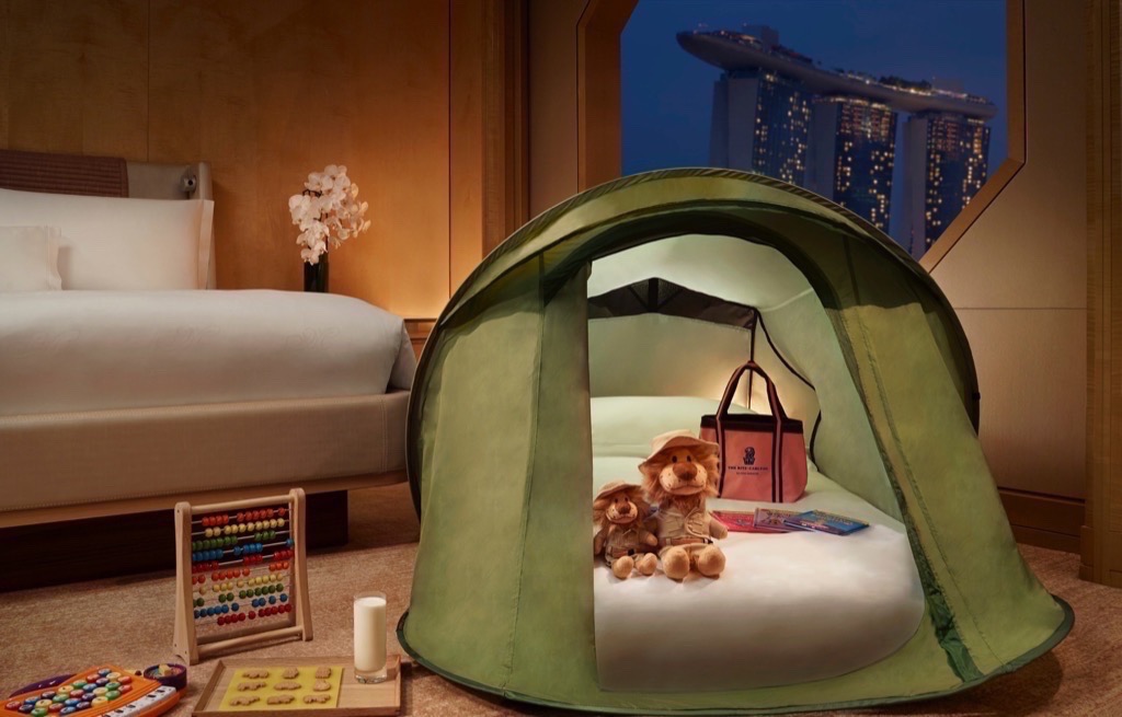 Kids will love the chance for some in-room camping as part of the Ritz-Carlton's Kids Night Safari package