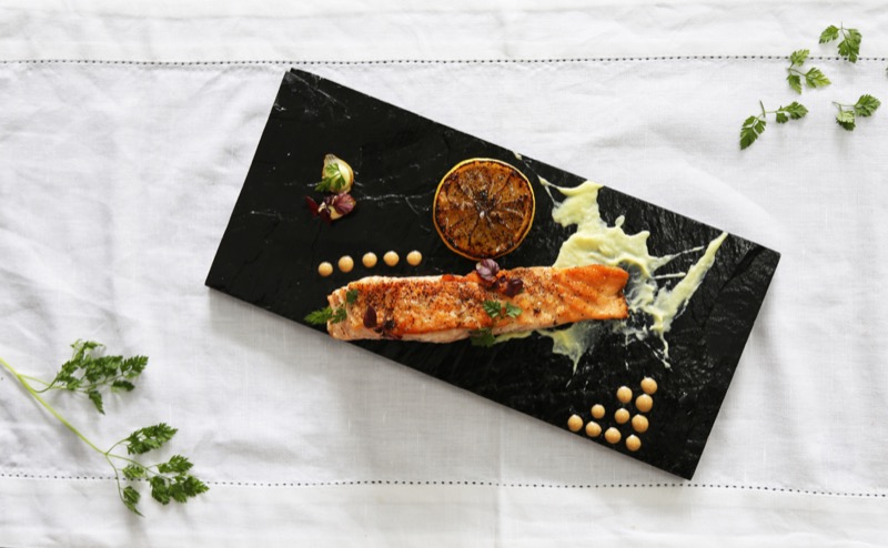 Home delivery: Salmon with wasabi and sherry aioli