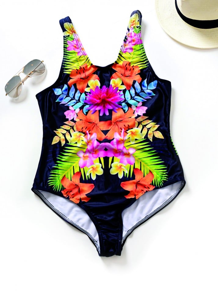 Swimwear: A hibiscus print never goes out of fashion