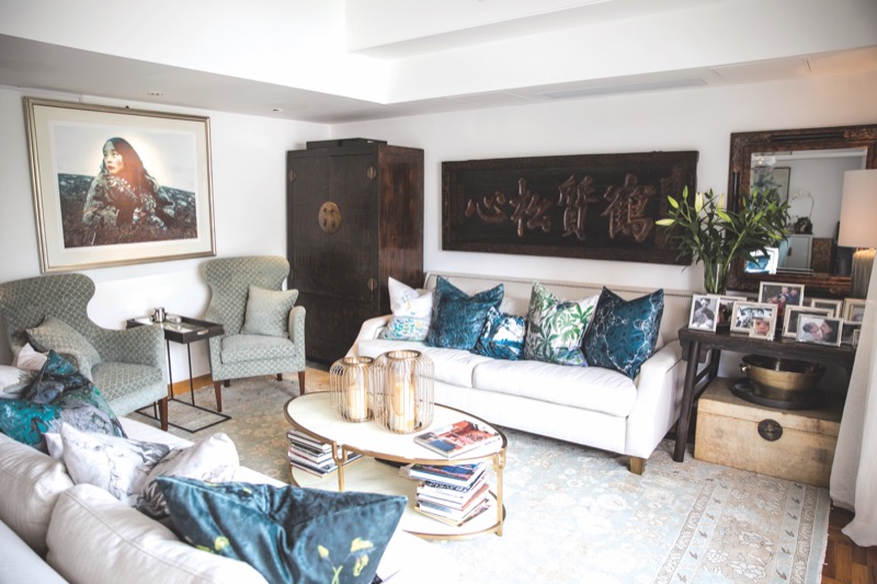 Southside: Art features throughout the home, such as the wood panel featuring a carving of Chinese characters in the living room