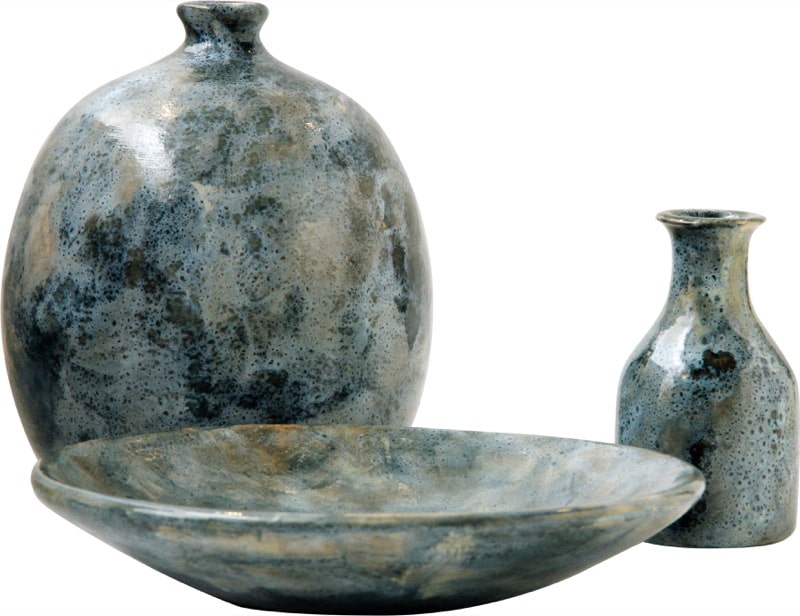 TREE terracotta ceramics in reactive mineral blue