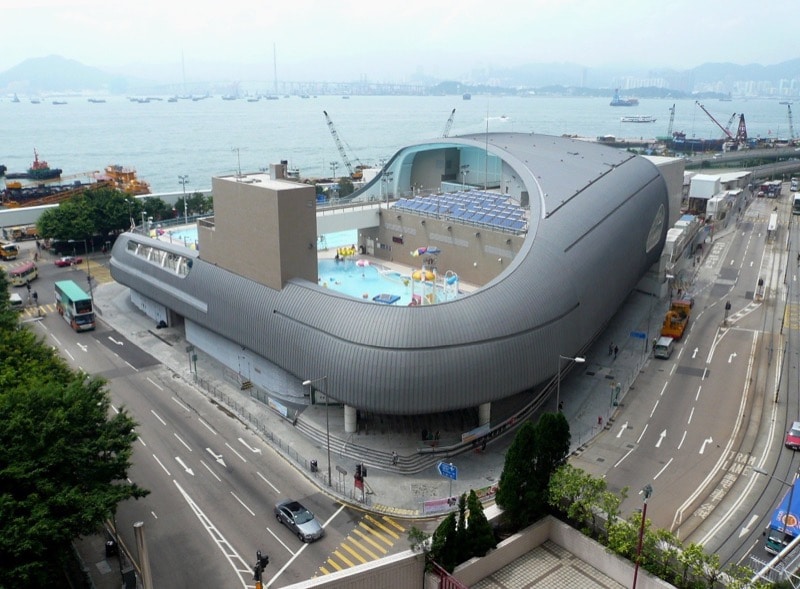 The Kennedy Town complex is one of the most futuristic of public swimming pools in Hong Kong
