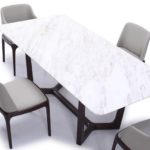 DSL Furniture: Marble dining tables with a solid wood base are popular this season