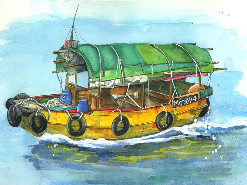 image of Lorette Roberts artwork of fishing boat
