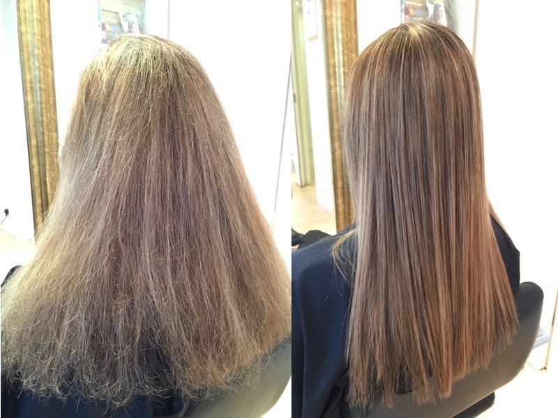 image of before and after hair treatment at Glow in Hong Kong