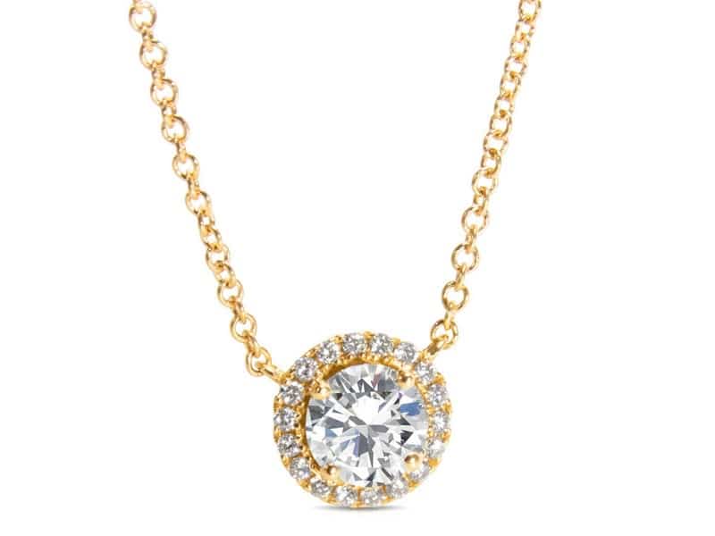 image of diamond halo necklace from WP Diamonds