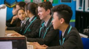 image of Nord Anglia students using computers for cyber safety story