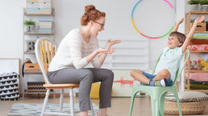 image of therapist with child for a psychoeducational assessment