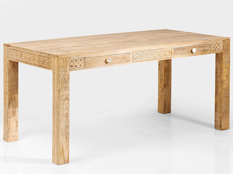 Puro outdoor table with two drawers in lacquered carved solid wood, $12,980, Tequila Kola, 2877 3295, tequilakola.com