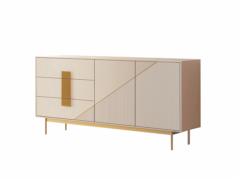 Living rooms - Somerton sideboard with three drawers and height-adjustable shelves, plus MDF, pine and plywood frame, stainless-steel handles and legs, Indigo Livin