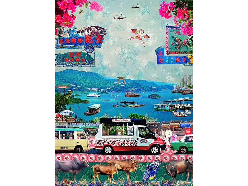 Sai Kung canvas print, available in three sizes, from $2,550, Louise Hill Design