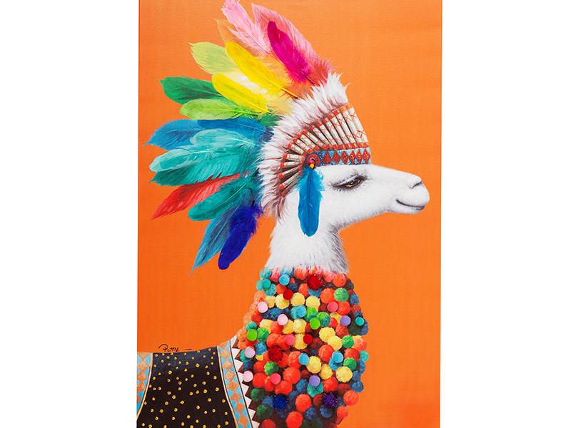 Kids' furniture and decor: Llama Chief, hand-painted on printed canvas, $2,980, Tequila Kola