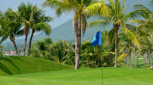 Golf in Asia: beautiful course in Vietnam on a summer day