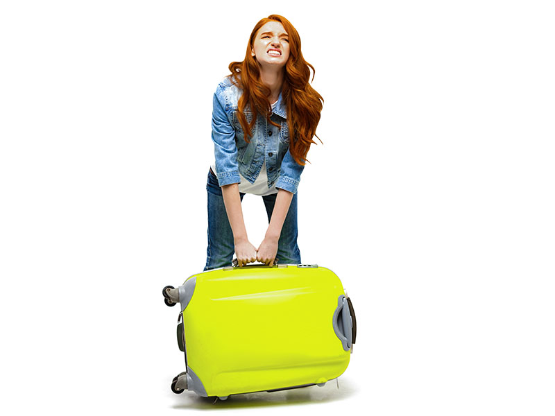 Lifting a suitcase