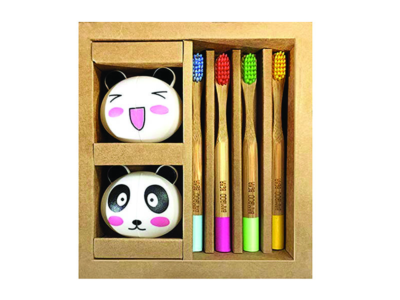 plastic free products - bamboo toothbrush set for kids