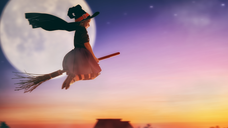 Witch on broomstick 