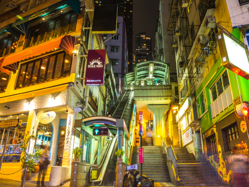 Soho district in Hong Kong, bars and restaurants