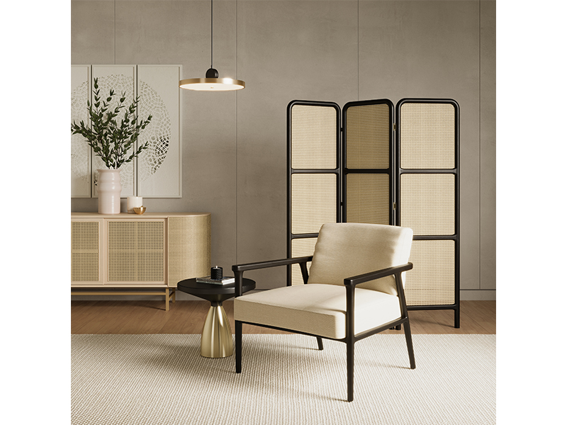 Living room furniture - screen and armchair from the Tokyo Collection, Indigo Living