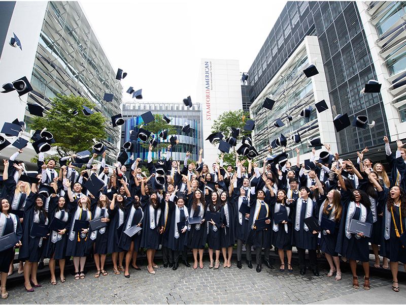Students graduating in the IB diploma at Stamford American School in Hong Kong