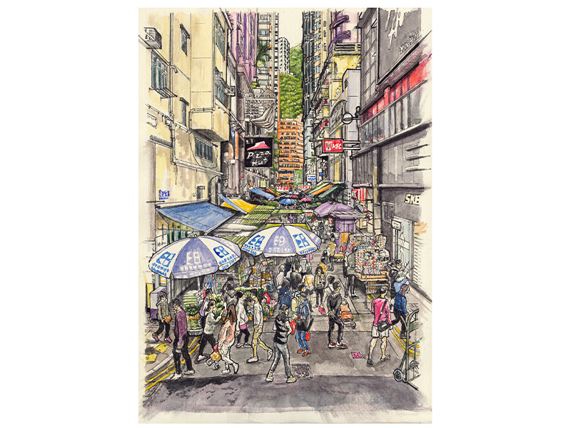 Wan Chai in Hong Kong by artist Richard Crosbie