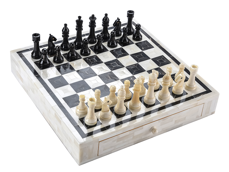 Christmas gifts for him - Bone chess set with drawers, $4,990, Indigo Living