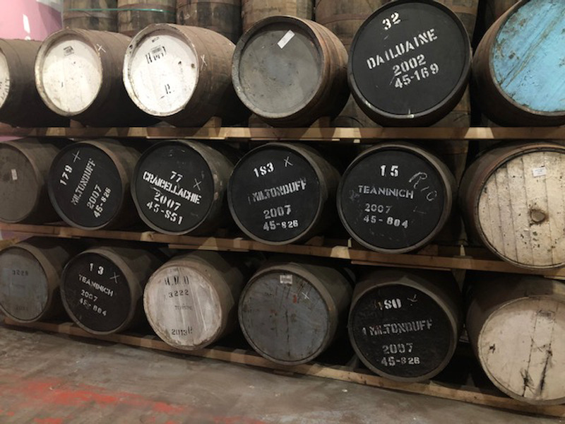 whisky casks in storage