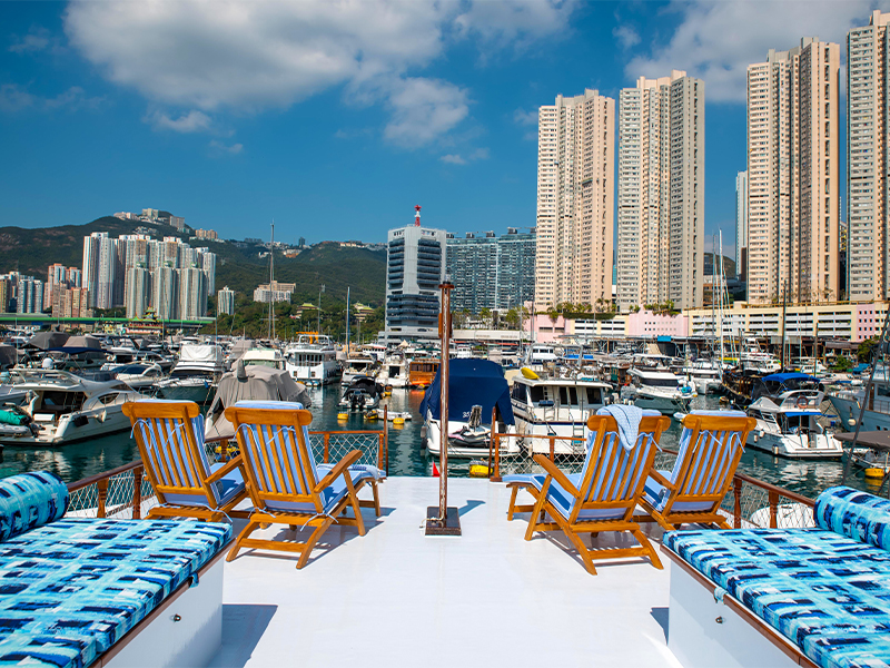 Hong Kong junk - view from boat