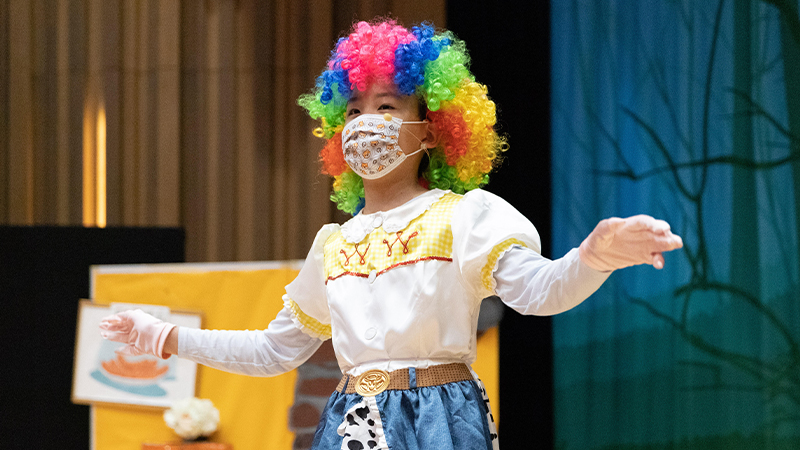 Primary education at Shrewsbury International school Hong Kong - student dressed as a clown