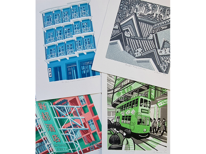 Christmas gifs for him or her, Lino prints of Hong Kong, Lucy Parria
