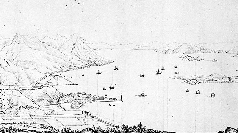 An sketch of Hong Kong's Victoria Harbour by Bernard Collinson in 1845
