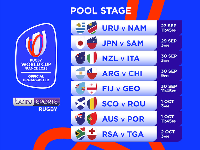 Rugby World Cup 2023 matches, RWC 2023 rugby fixtures